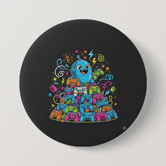 Funny Gaming Never Ends Ronde Button 7,6 Cm (Voorkant)