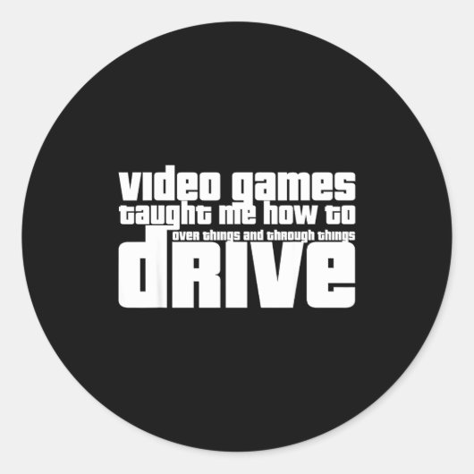Funny Gaming New Driver Video Game Driving Instruc Ronde Sticker (Voorkant)