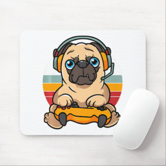 Funny Gaming Pug Dog Pet Lover Gamer Muismat