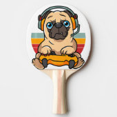 Funny Gaming Pug Dog Pet Lover Gamer Tafeltennisbatje (Voorkant)