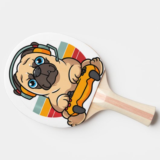 Funny Gaming Pug Dog Pet Lover Gamer Tafeltennisbatje (Zijkant)