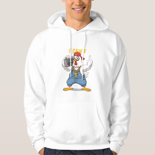 Funny Gangsta Chicken Hoodie F CAW F Hip Hop Style (Voorkant)