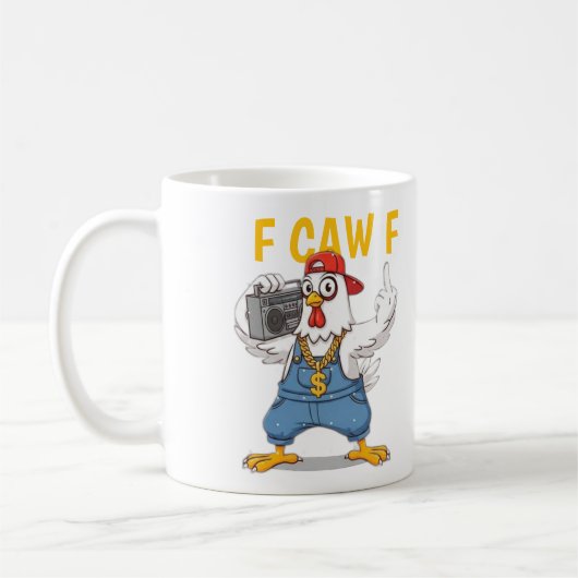 Funny Gangsta Chicken Mug F CAW F Hip Hop Style Koffiemok (Links)