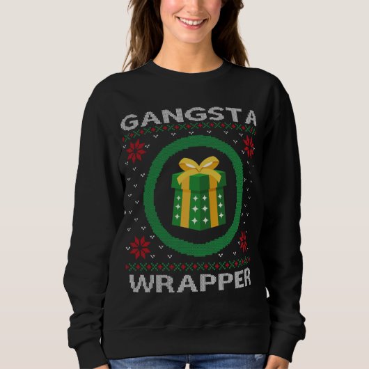 Funny Gangsta Wrapper Ugly Kerstmis Trui (Voorkant)