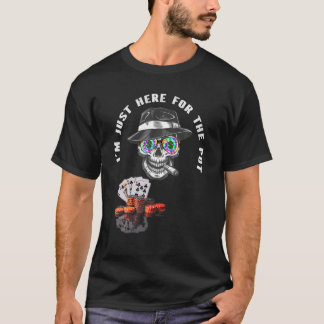 Funny Gangster Gambler Skull Royal Flush Poker Gra T-shirt