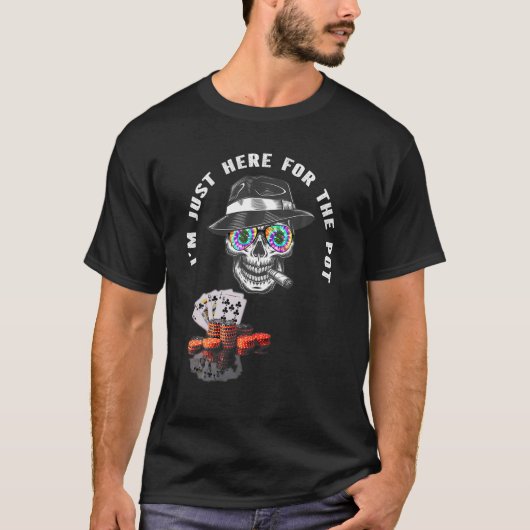 Funny Gangster Gambler Skull Royal Flush Poker Gra T-shirt (Voorkant)