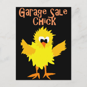 Funny Garage Sale Chick Cartoon Briefkaart