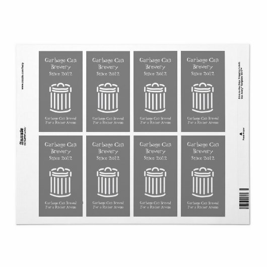 Funny Garbage can Mini Beer Label (Full Sheet)