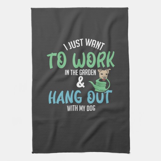 Funny Gardening - Gardening en honden Theedoek (Verticaal)