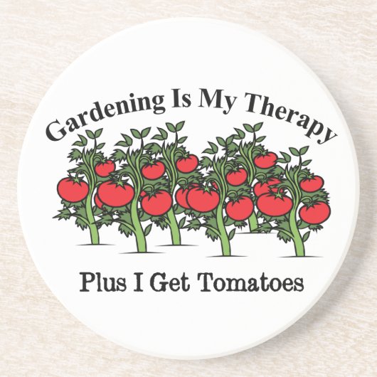 Funny Gardening is mijn therapie Zandsteen Onderzetter (Voorkant)