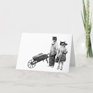 Funny Gardening-kattenkaart Feestdagen Kaart