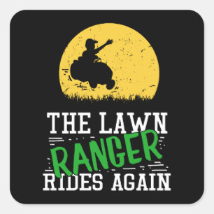 Funny Gardening - Lawn Ranger Rides Opnieuw Vierkante Sticker