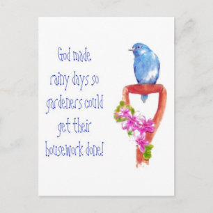 Funny Gardening Quote, Bluebird Briefkaart