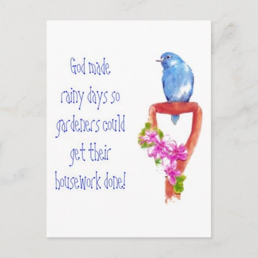 Funny Gardening Quote, Bluebird Briefkaart (Voorkant)