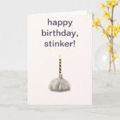 Funny Garlic Happy Birthday Stinker Humoureuze Gek Kaart (Gele Bloem)