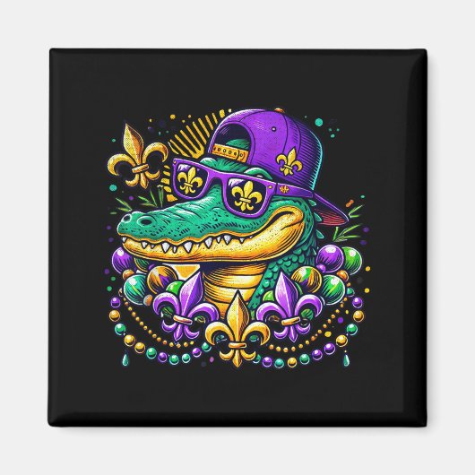 Funny Gator Mardi Gras  Magneet (Voorkant)