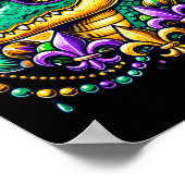 Funny Gator Mardi Gras  Poster (Hoek)