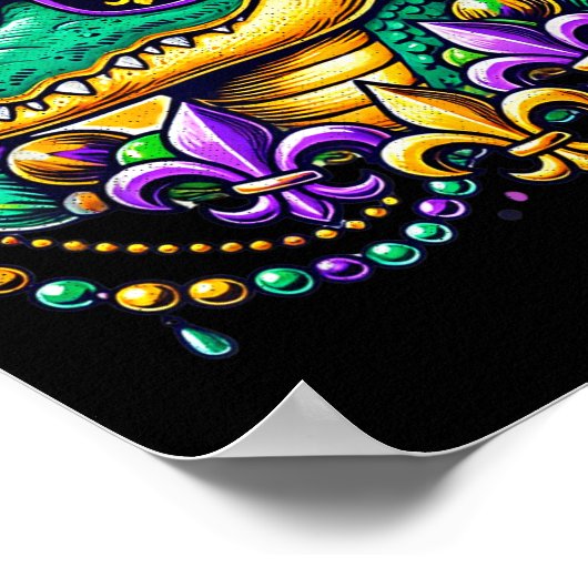 Funny Gator Mardi Gras Poster (Hoek)