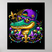 Funny Gator Mardi Gras Poster (Voorkant)