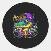 Funny Gator Mardi Gras  Ronde Sticker (Voorkant)