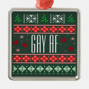 Funny Gay AF Kerstmis Metalen Ornament