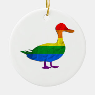 Funny Gay and Lesbian Pride Duck, Quack Quack Keramisch Ornament