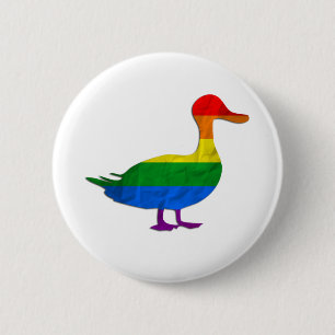 Funny Gay and Lesbian Pride Duck, Quack Quack Ronde Button 5,7 Cm