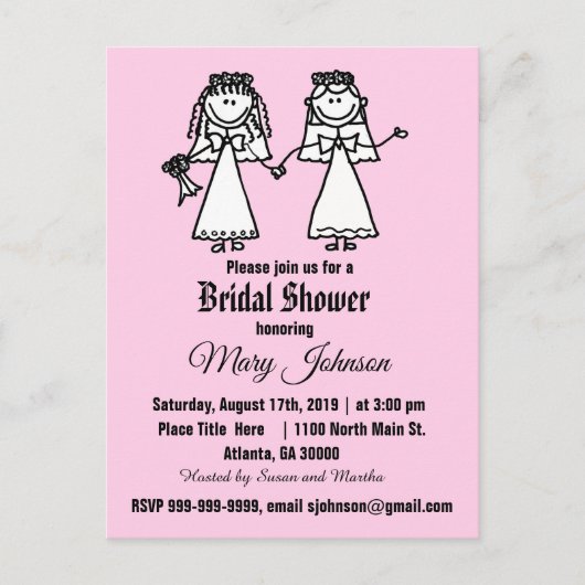 Funny Gay Bride Wedding Shower Uitnodiging Briefkaart (Voorkant)