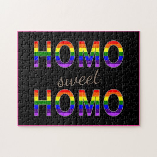 Funny Gay Homo Sweet Homo Pink Border Challenge Legpuzzel (Horizontaal)