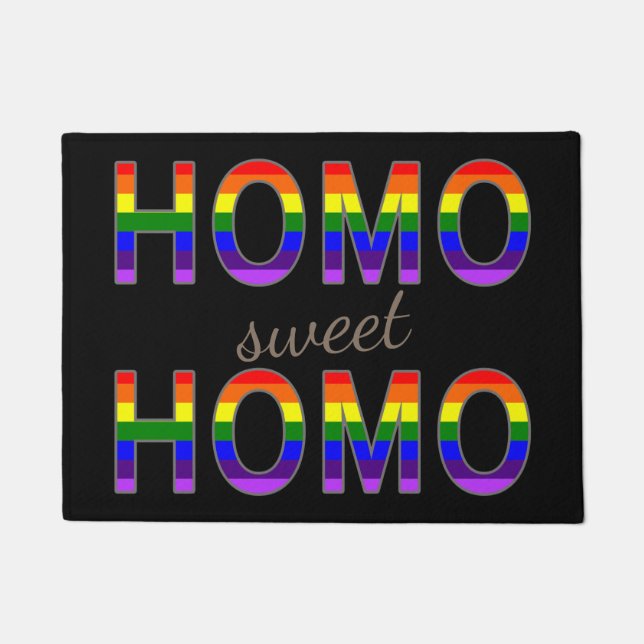 Funny Gay Homo Sweet Homo Rainbow-kleuren Deurmat (Voorkant)