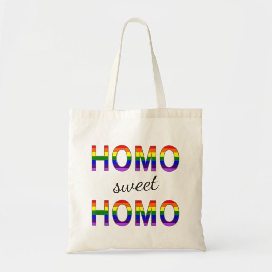 Funny Gay Homo Sweet Homo Rainbow-kleuren Tote Bag (Voorkant)