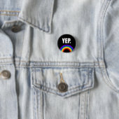 Funny Gay Pride Flag Pin back Button (In situ)