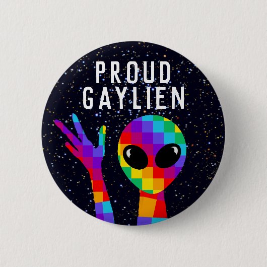 Funny GAYLIEN LGBT Gay Pride Ronde Button 5,7 Cm (Voorkant)