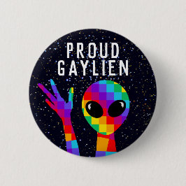 Funny GAYLIEN LGBT Gay Pride Ronde Button 5,7 Cm