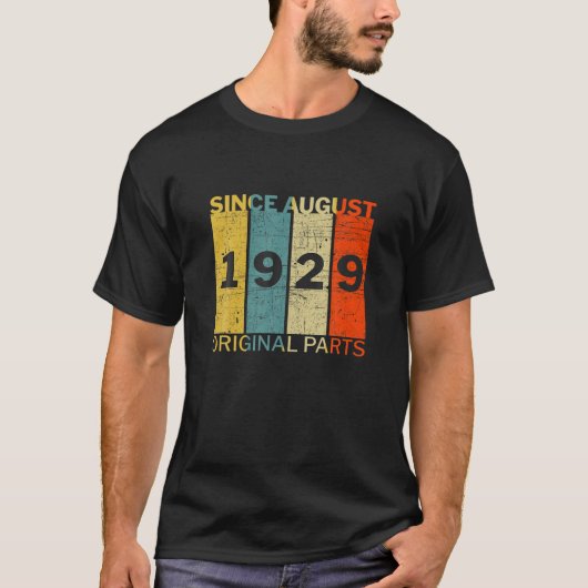 Funny Geboren in augustus 1929 T-shirt (Voorkant)