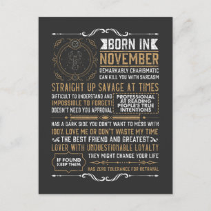 Funny Geboren in november jl. Scorpio Zodiac Sig Briefkaart