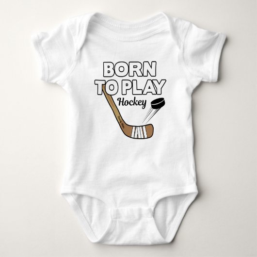 Funny Geboren in Play Hockey Baby Romper (Voorkant)