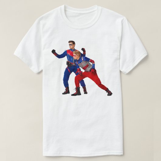 Funny geeft Kind gevaar en kapitein Man Heroic vol T-shirt (Design voorkant)