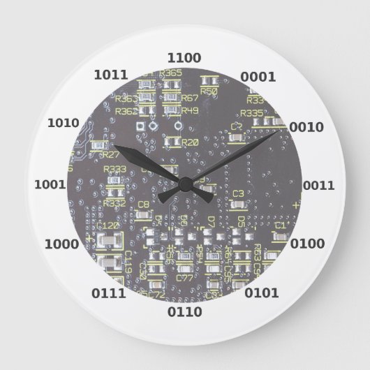 Funny Geek Binary Clock met Circuit Board Effect Grote Klok (Voorkant)