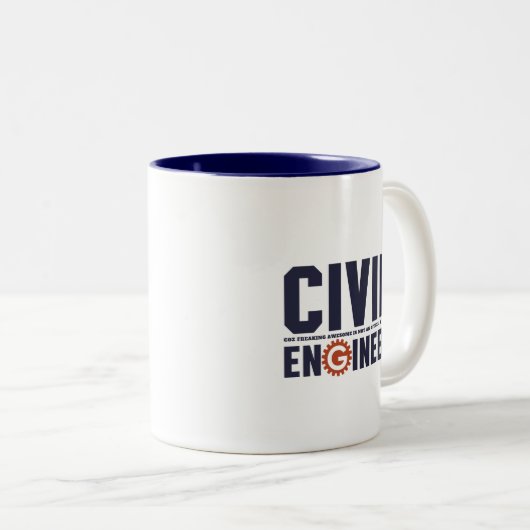 Funny Geek Engineer Humor Civil Engineering job Tweekleurige Koffiemok (Voorkant rechts)