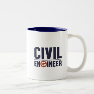 Funny Geek Engineer Humor Civil Engineering job Tweekleurige Koffiemok