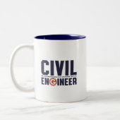 Funny Geek Engineer Humor Civil Engineering job Tweekleurige Koffiemok (Links)