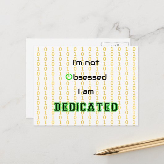 Funny geek gewijd aan niet-geobsedeerd briefkaart (Voorkant / Achterkant in situ)