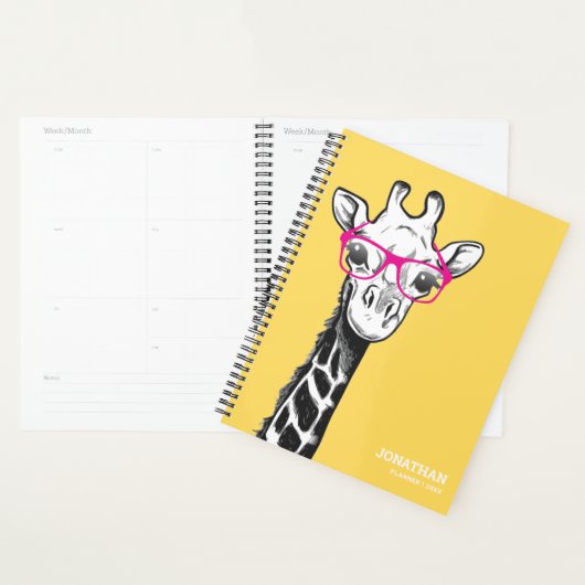 Funny Geek Giraffe Naam 2026 Planner (Display)