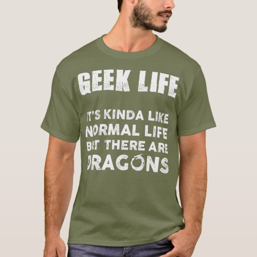 Funny Geek Life Dungeon Dragons Dice Gaming T-shirt (Voorkant)