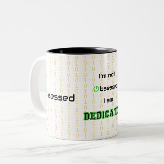 Funny geek, niet geobsedeerd tweekleurige koffiemok (Voorkant links)