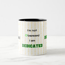 Funny geek, niet geobsedeerd tweekleurige koffiemok