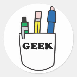 Funny GEEK Pocket Protector Ronde Sticker