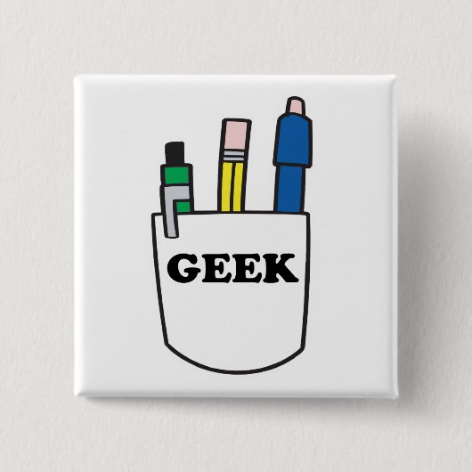 Funny GEEK Pocket Protector Vierkante Button 5,1 Cm (Voorkant)