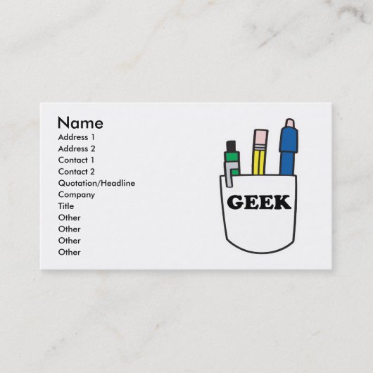 Funny GEEK Pocket Protector Visitekaartjes (Voorkant)